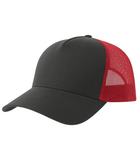 Rapper 5 panel cotton sustainable trucker cap dark grey/red Atlantis