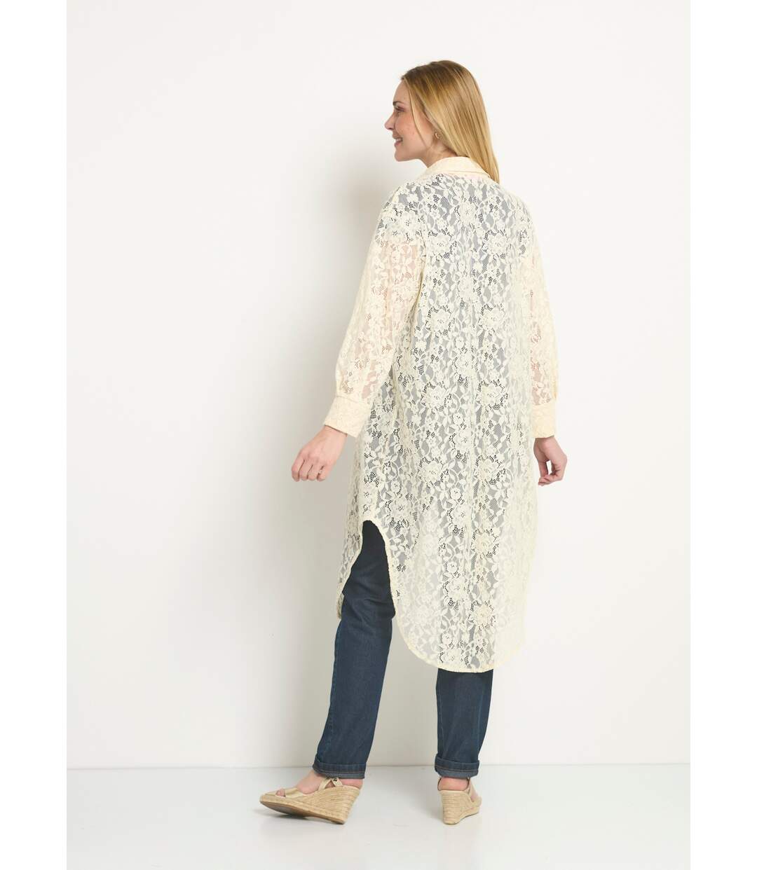 Robe chemisier longue en dentelle-2
