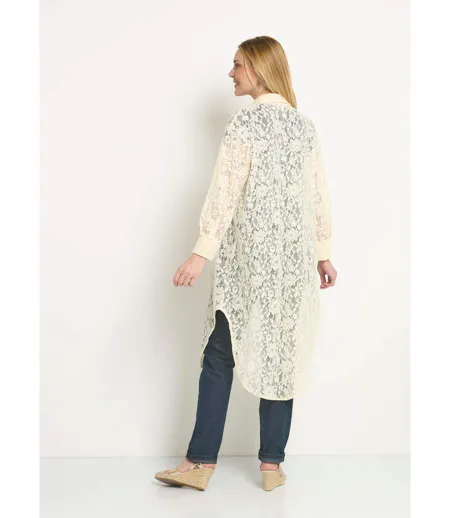 Robe chemisier longue en dentelle