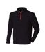 Finden & Hales Mens 1/4 Zip Long Sleeve Piped Fleece Top (Black/Red)