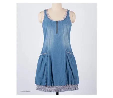 MAYFLOWER VF048S - Robe en jean pour femme : le charme décontracté de l'effet Liberty Stone