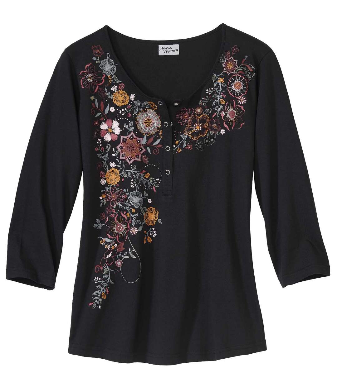 Herfst T-shirt met bloemenprint-2