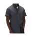 Mens Polycotton Slim Short-sleeved Chef Shirt Storm Grey Black Le Chef-1