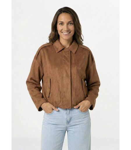 Blouson zippé suédine taille resserrée