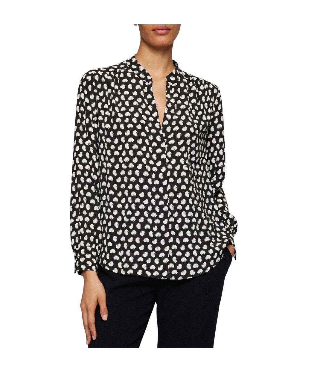 Womens/ladies Banora17 Blouse Black White Hugo Boss-3