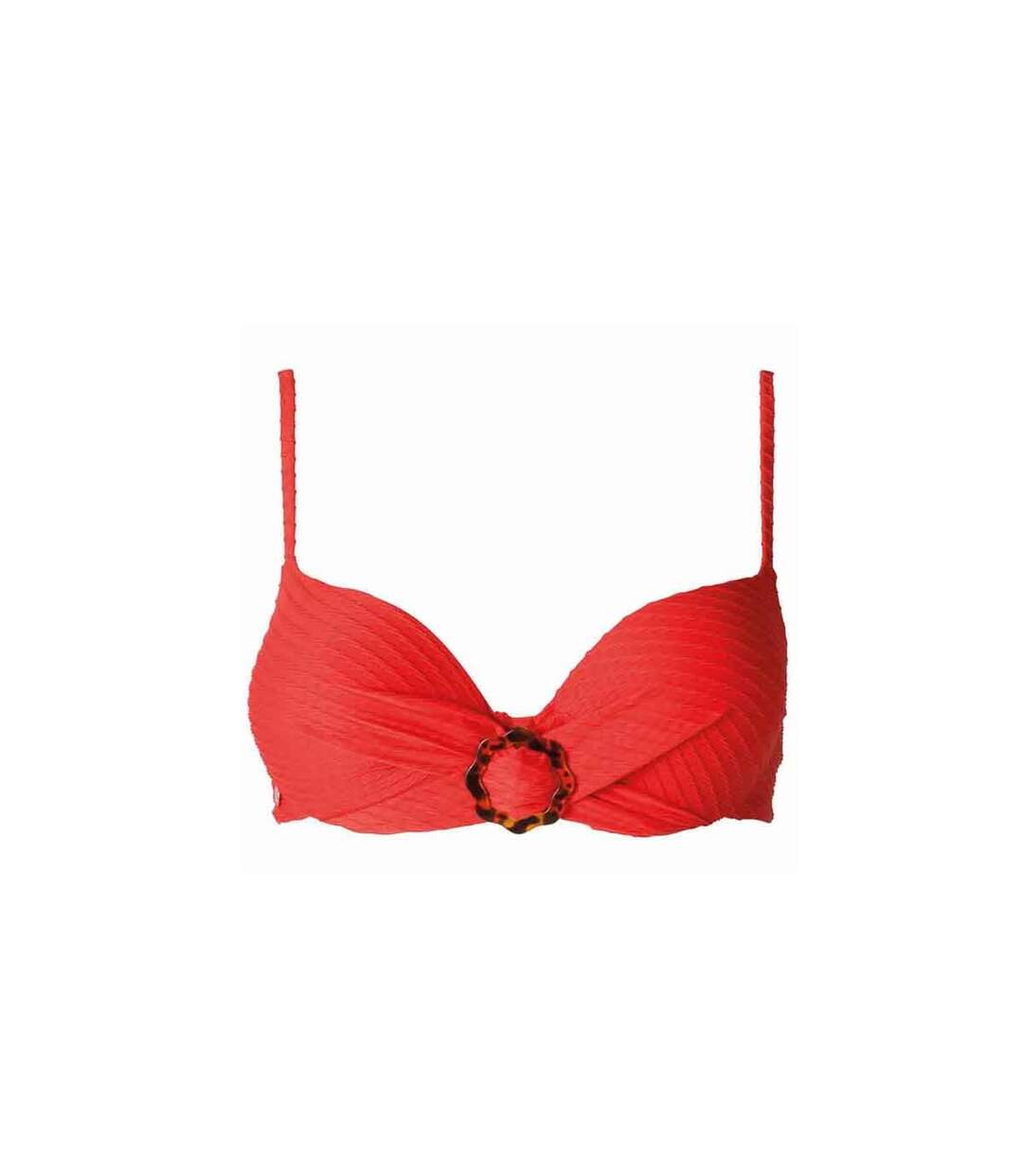 Haut de maillot de bain coques push up rouge Rivage-1