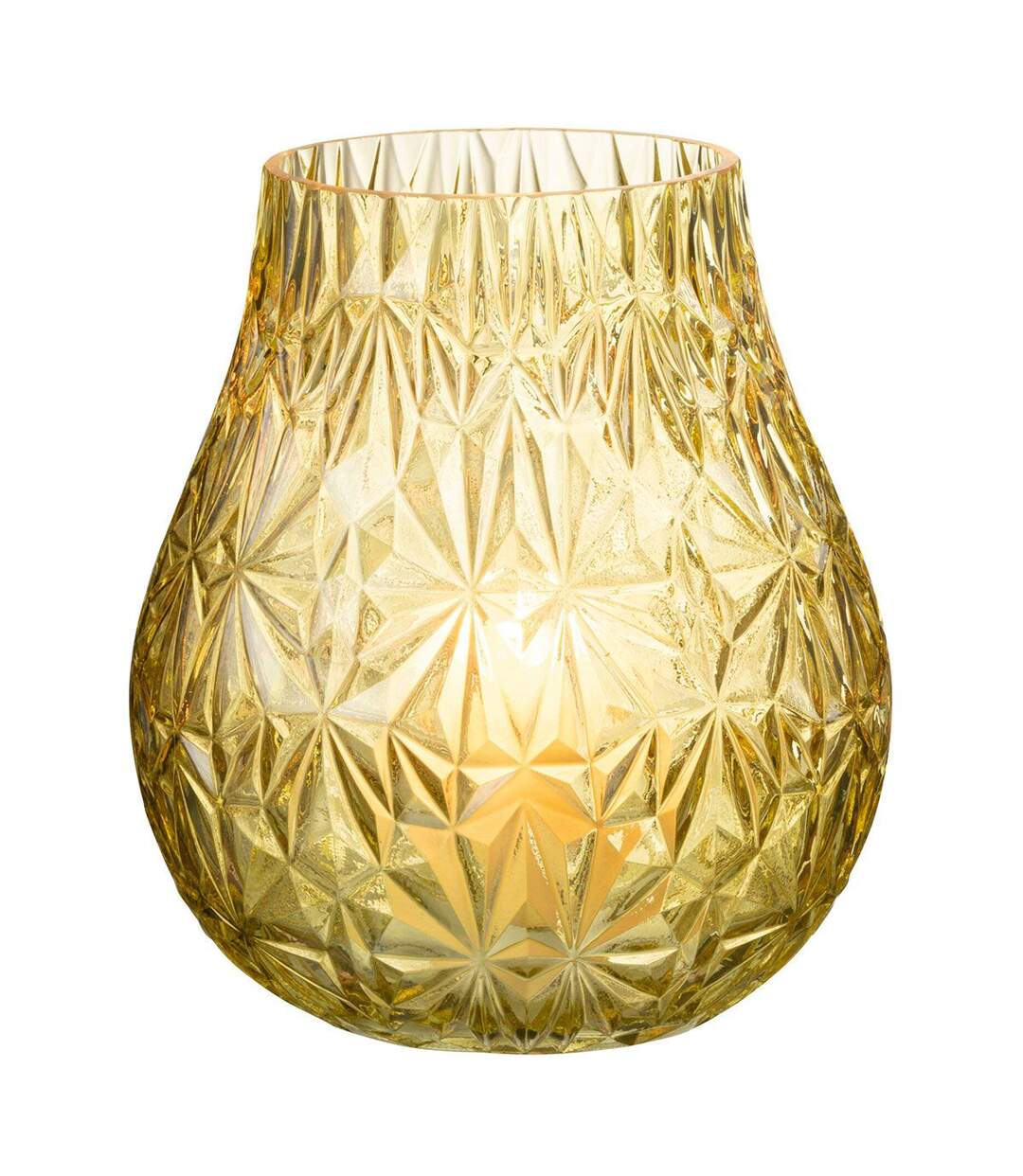 Vase Design en Verre Diamant 22cm Jaune-2
