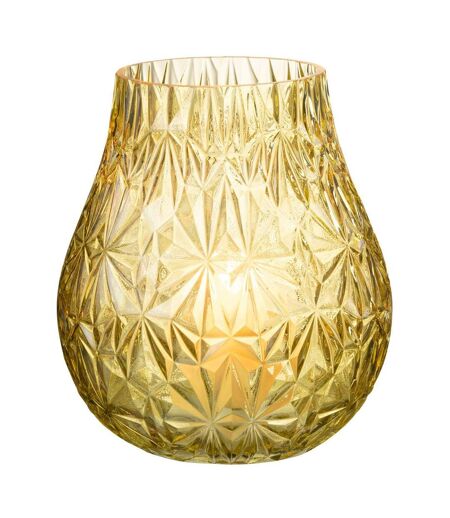 Vase Design en Verre Diamant 22cm Jaune