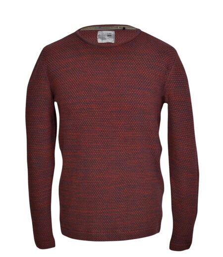 Pull homme manches longues - Couleur bordeaux - Maille chinée