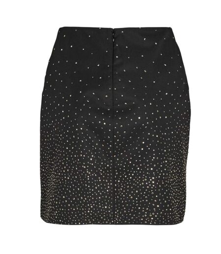 Mini Jupe Motif/style Embelli Femme Noir Off White