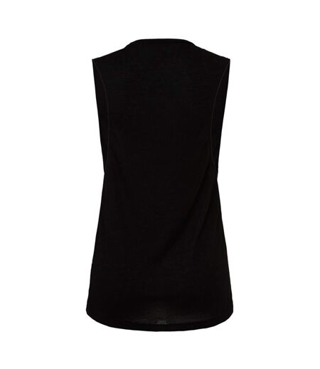 Bella Ladies/Womens Flowy Scoop Muscle Tee / Sleeveless Vest Top (Black)