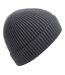 Bonnet Unisexe Adulte En Tricot Côtelé Gris Foncé Beechfield-1