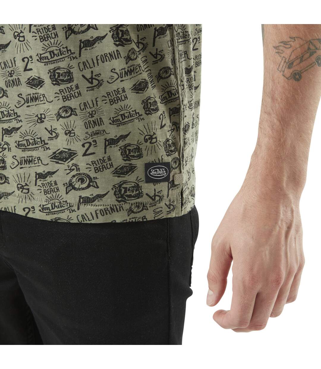 T-shirt homme col v imprimé en coton Tyron Vondutch-4