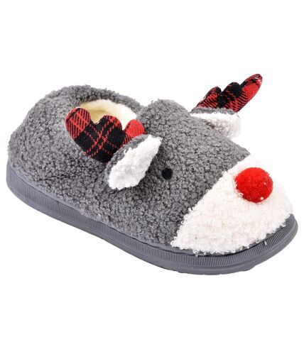 PANTOUFLE Femme Chausson Fantaisie YL31 GRIS