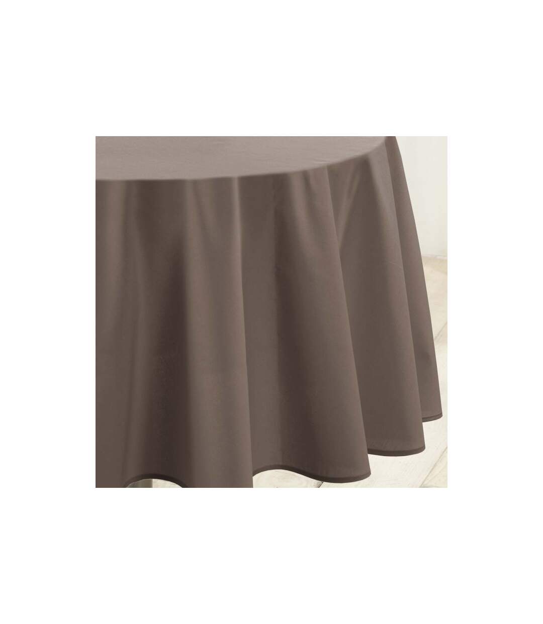 Nappe Ronde Antitache Essentiel 180cm Taupe-2