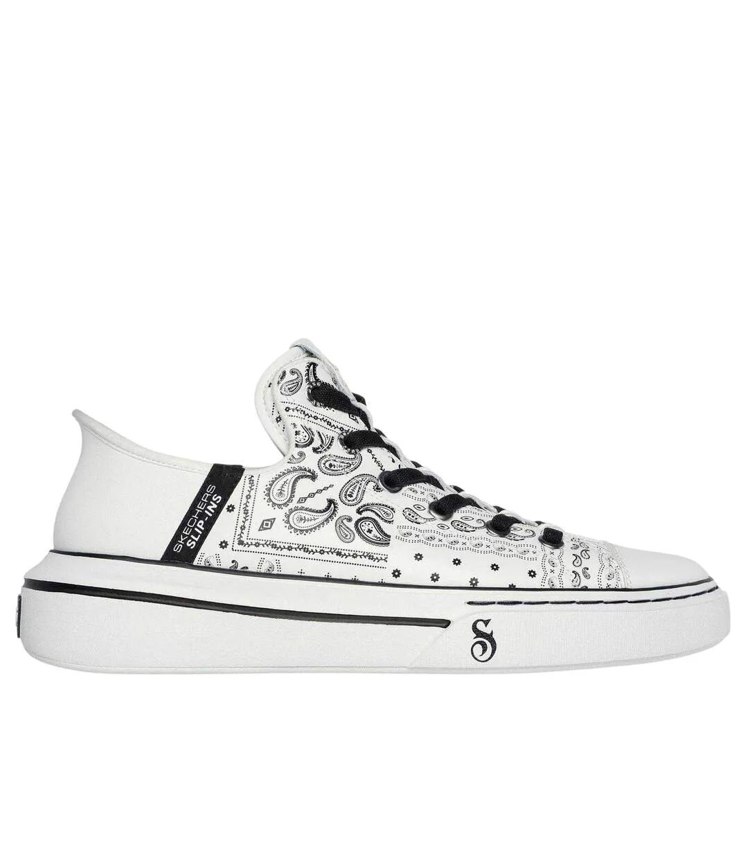 Mens Snoop Dogg Bandana Print Trainers White Black Skechers-3