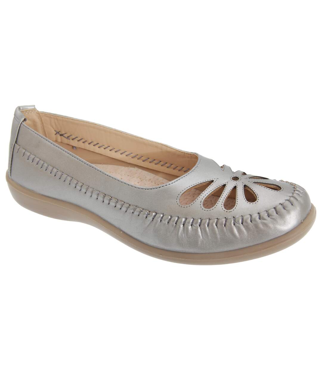 Womens/ladies punched summer casual shoes pewter Boulevard-1