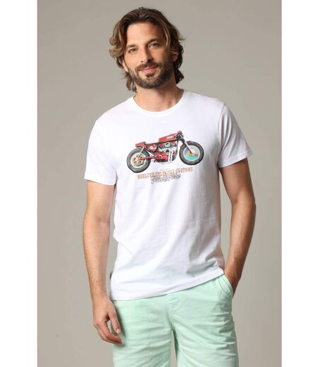 T-shirt classique en jersey de coton avec imprimé moto GASOLINE