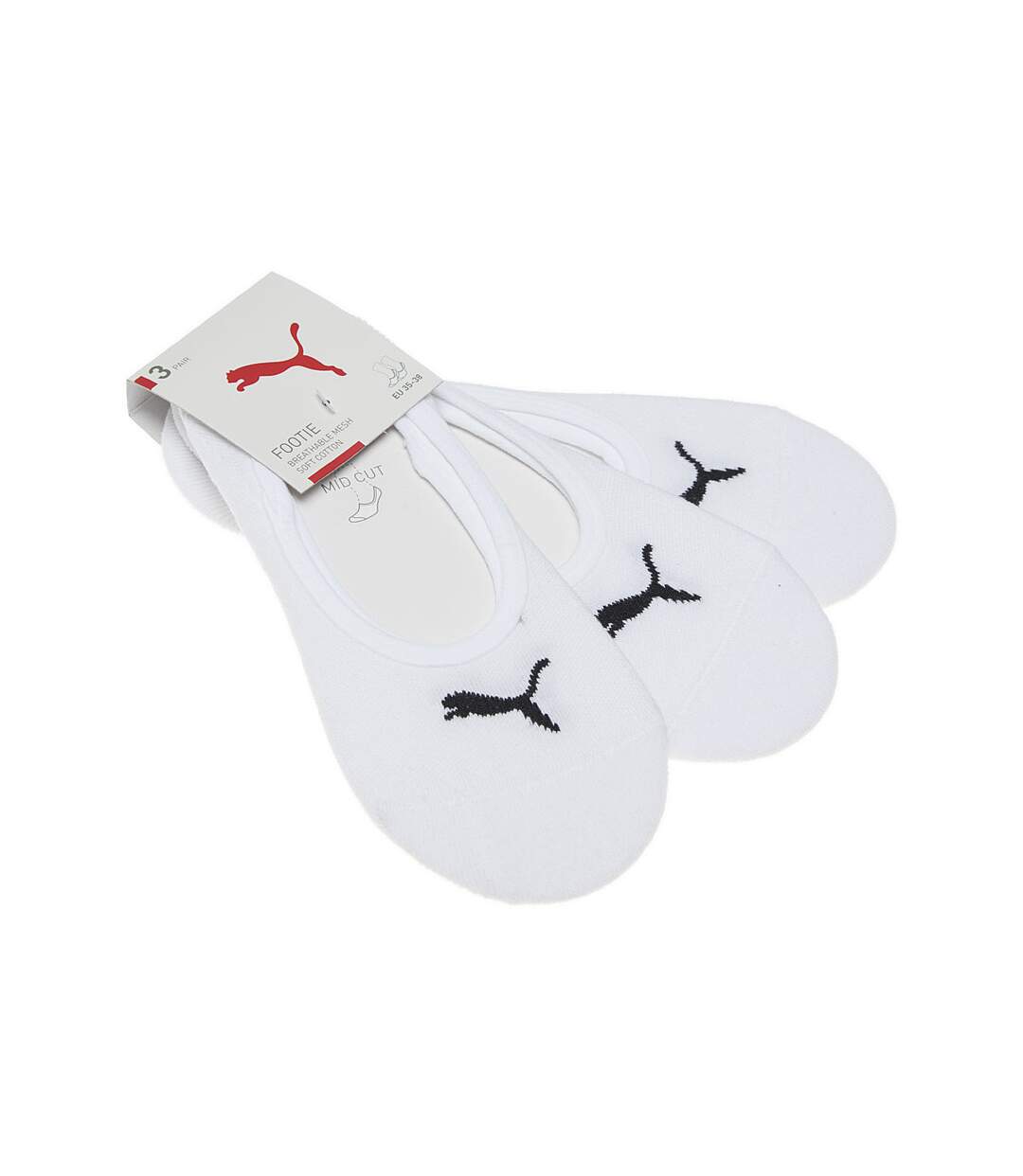 Chaussette Protège-pieds - Lot de 3 - Coutures plates - Respirantes - Fine - Coton - Blanc - INVIS-1