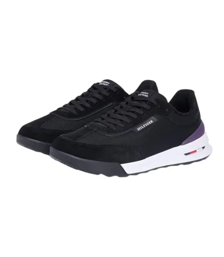 Mens Retro Textured Running Trainers Black Tommy Hilfiger