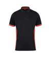 Finden & Hales Mens TopCool Short Sleeve Contrast Polo Shirt (Black/Red/White)