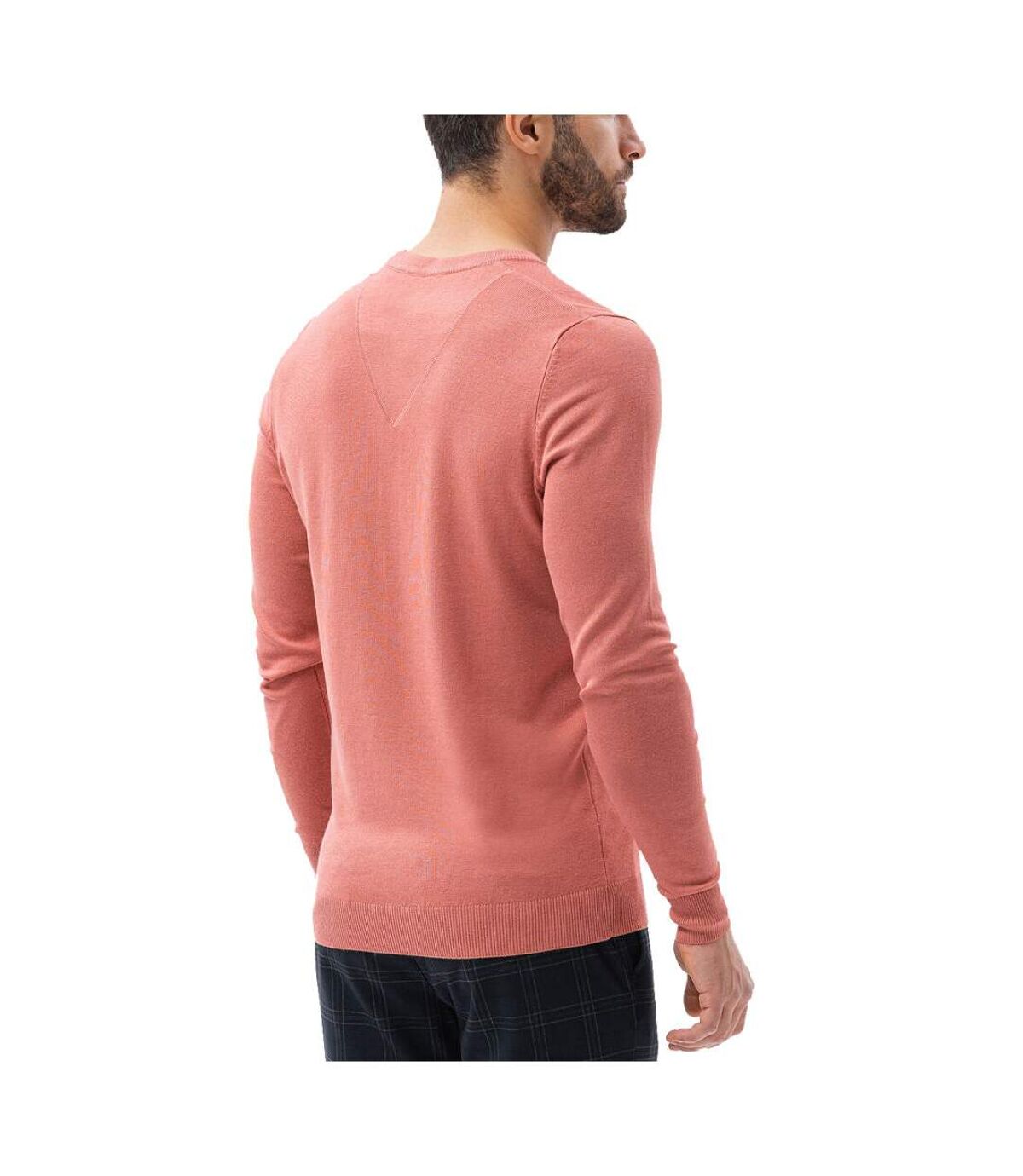 Pull homme col v Pull E191 rose saumon