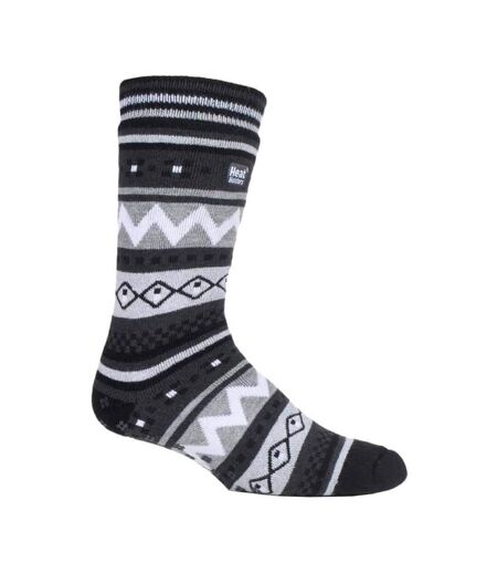 Mens Nordic Patterned Non Slip Thermal Slipper Socks with Grips