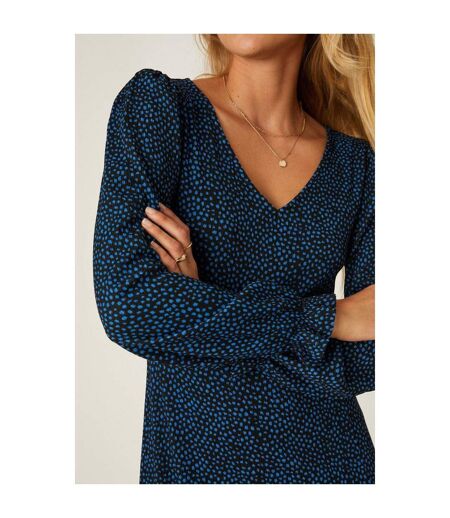 Womens/ladies spotted v neck midi dress blue Dorothy Perkins