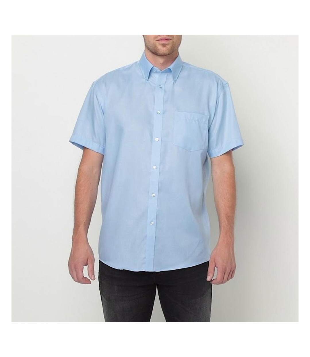 Chemise À Manches Courtes Sans Repassage Homme Bleu Pâle Russell-1