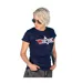 Womens/ladies Goose Back Print Fitted T-shirt Blue Top Gun-1