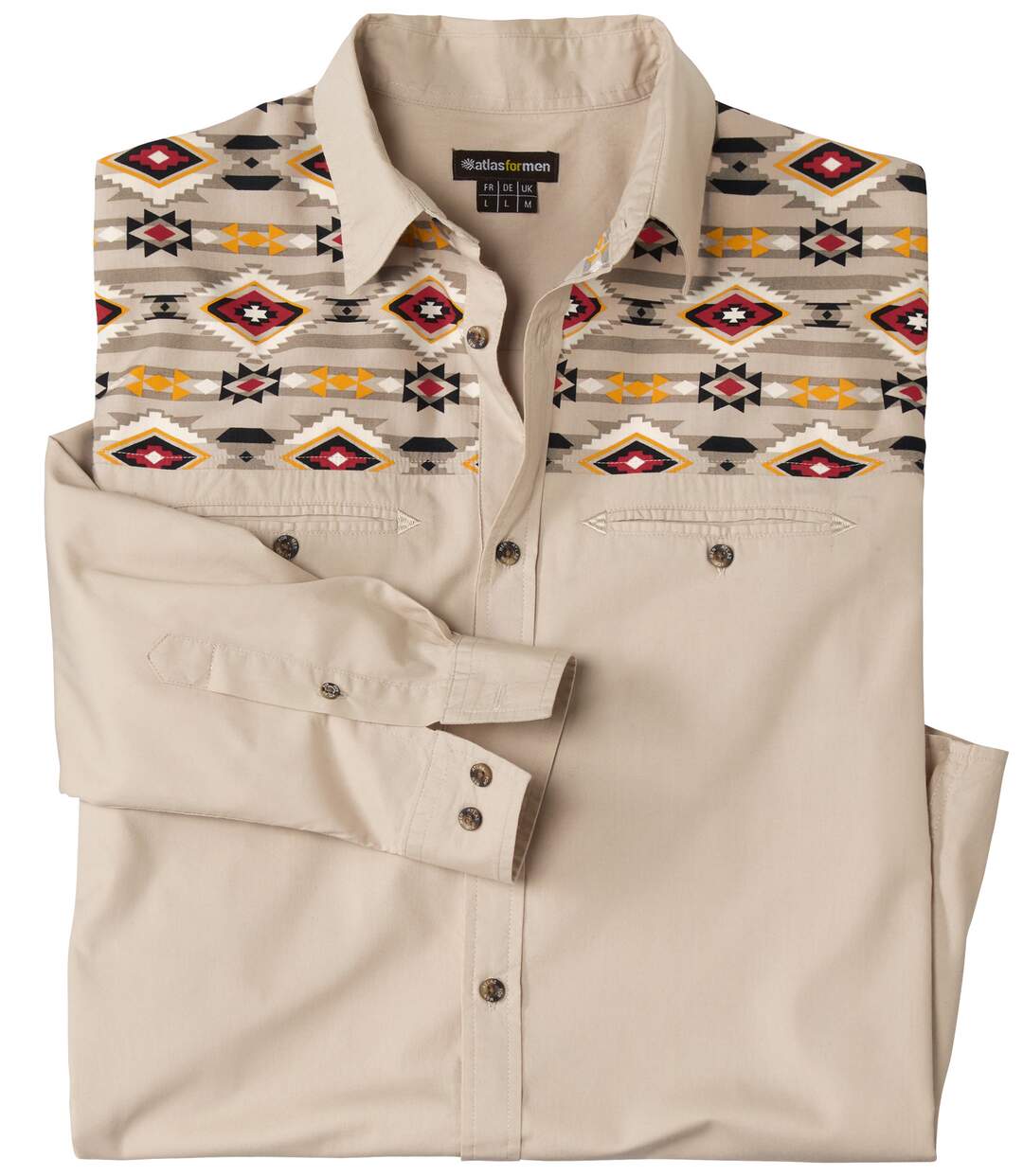 Men's Beige Printed Poplin Shirt-6