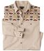 Men's Beige Printed Poplin Shirt