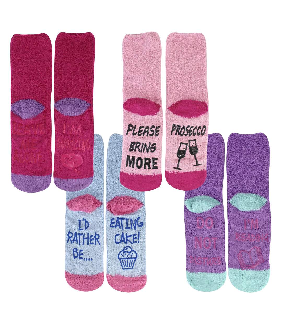 Lot de 4 paires de chaussettes antidérapantes fantaisie en forme-3