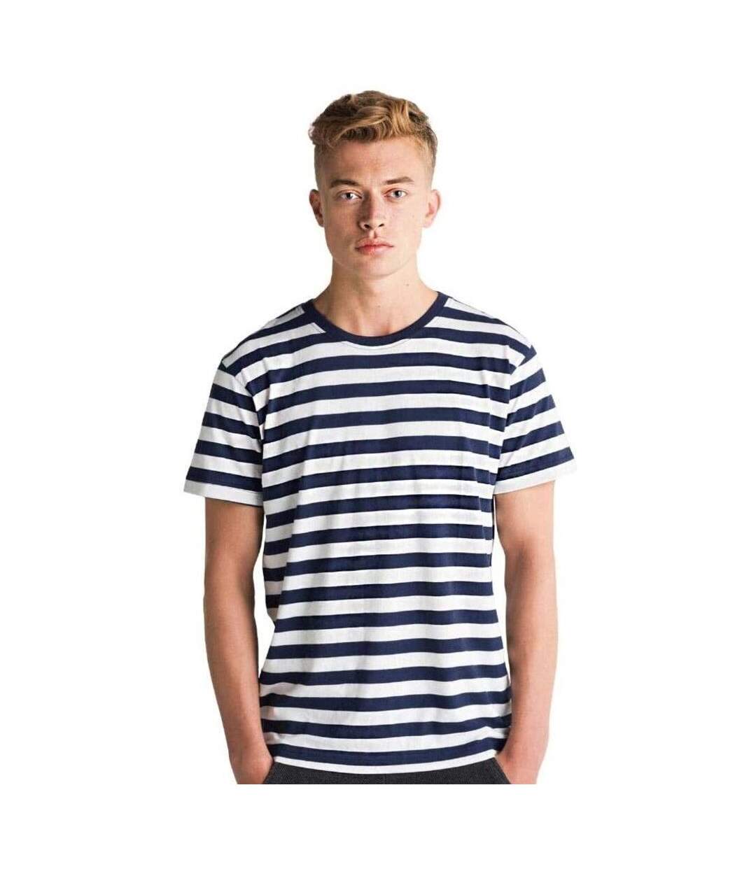 T-shirt Homme Bleu Marine Blanc Mantis-1