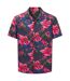 Mens Floral Relaxed Fit Shirt Navy Pink Wombat-2