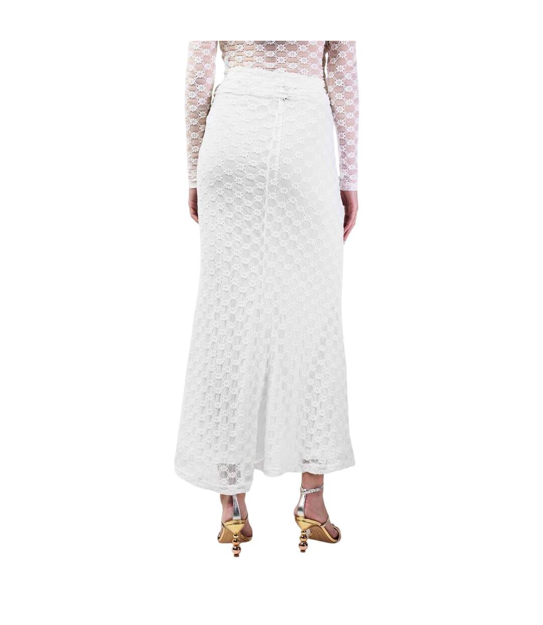 Womens/ladies Floral Lace Mid Rise Maxi Skirt White Bardot-3