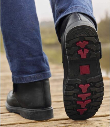 Kožené kotníkové boty na suchý zip zateplené umělým beránkem