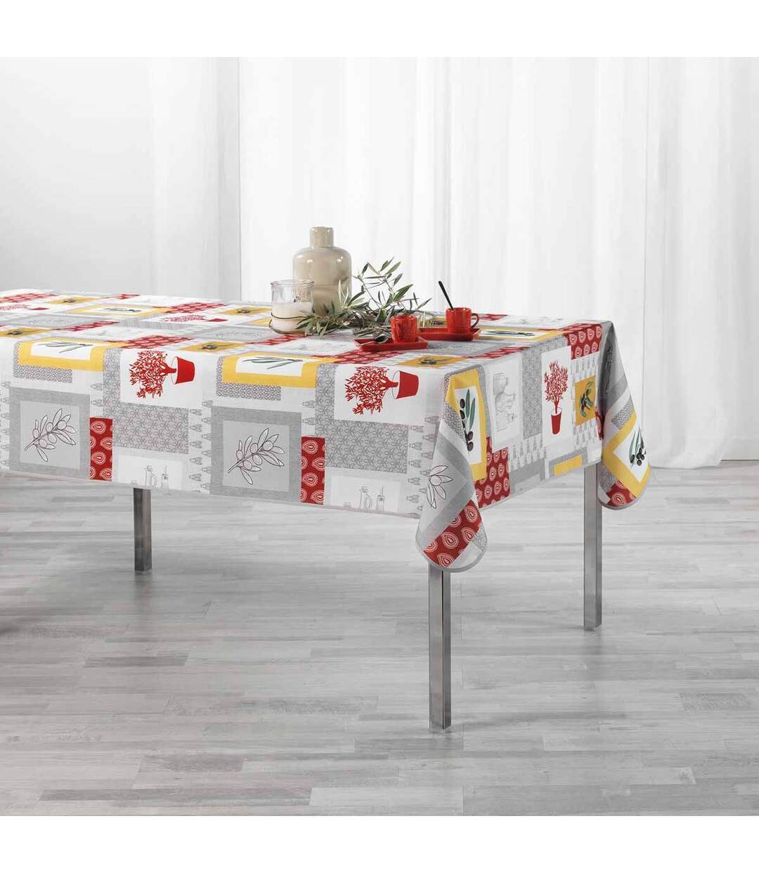Nappe Antitache Graziella 150x240cm Jaune & Brique-3