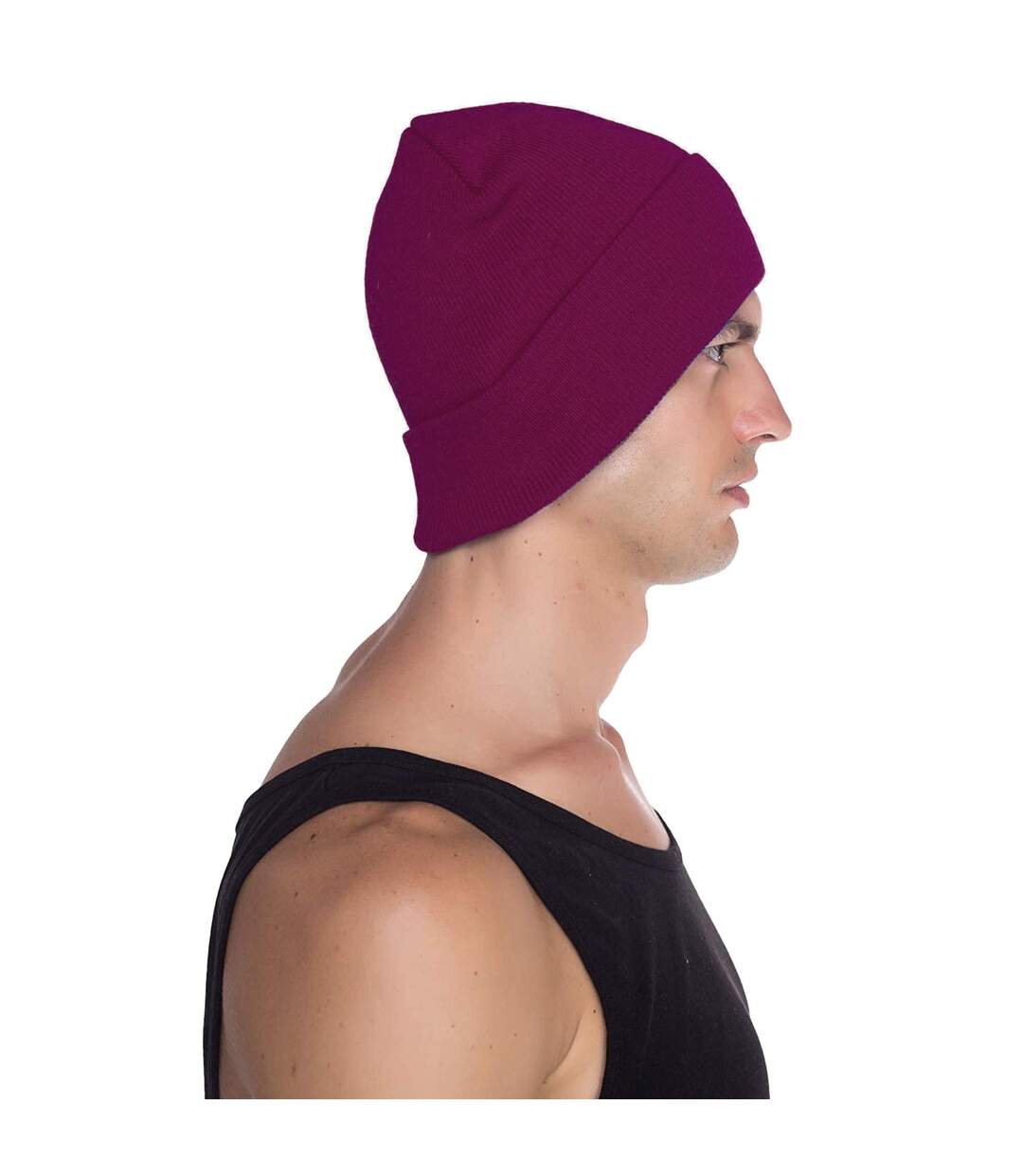Bonnet À Revers En Coton Biologique Original Bordeaux Beechfield-1