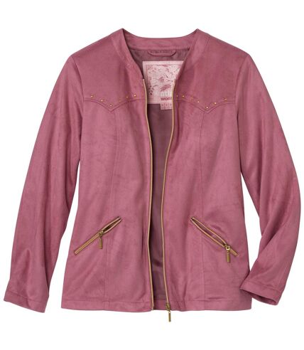 Veste suédine à glissière femme - rose