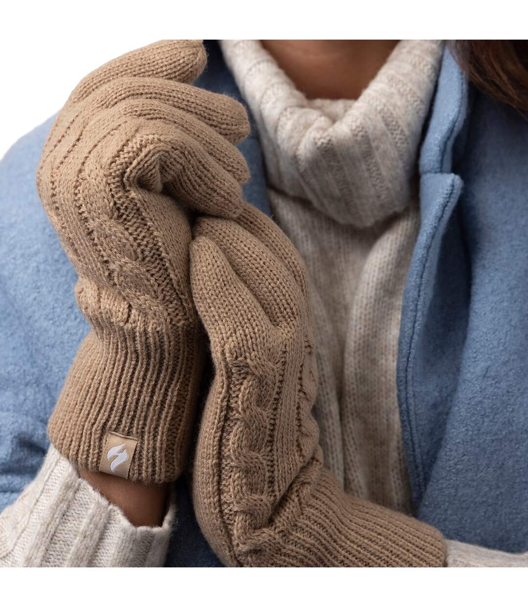 Ladies Striped Fleece Lined Knitted Warm Thermal Winter Gloves-3
