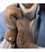 Ladies Striped Fleece Lined Knitted Warm Thermal Winter Gloves-3