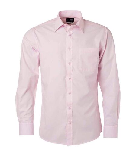 chemise popeline manches longues - JN678 - homme - rose clair