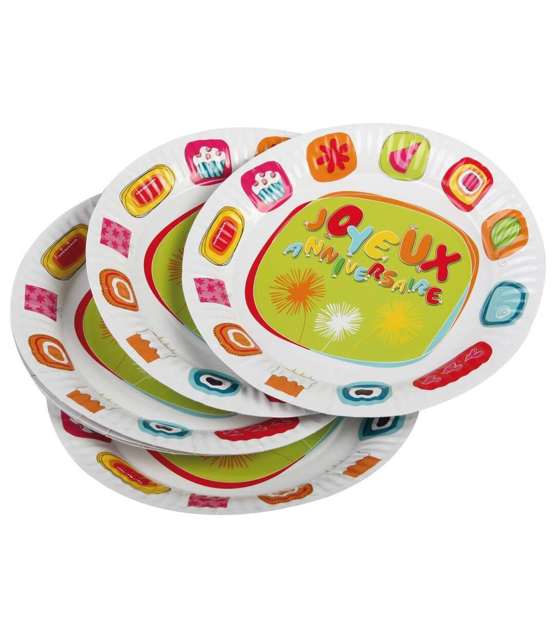 Lot de 6 Assiettes en Carton Anniversaire 23cm Blanc-1