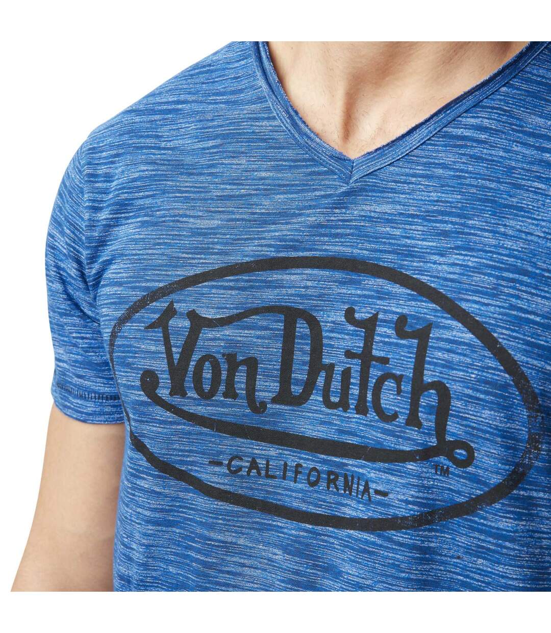 T-shirt homme col V effet strié Ron Vondutch-2