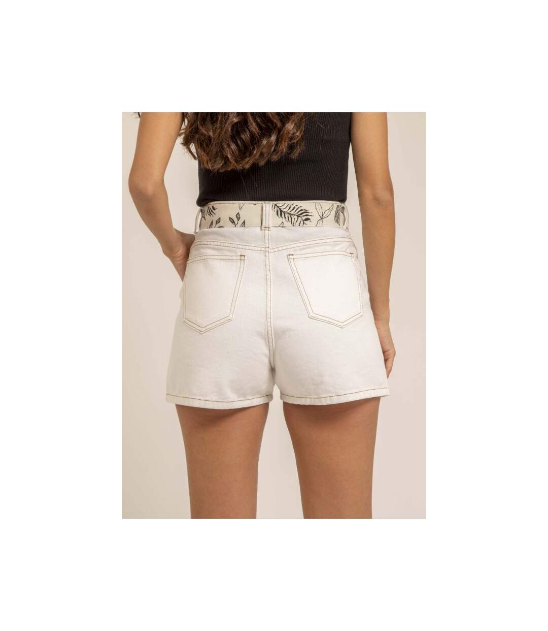 Short en jean taille haute avec ceinture XINES - Dona X Lisa-2
