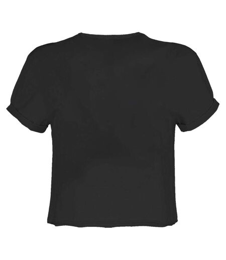 Womens/ladies 50th One Colour Eddie Iron Maiden Crop Top Charcoal Amplified