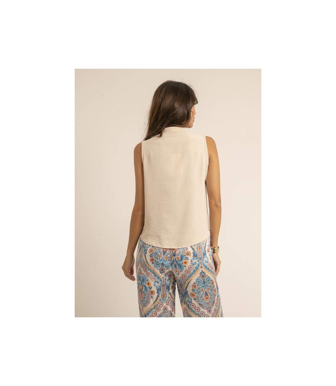 Chemise sans manches col jabot ODESSA - Dona X Lisa-2