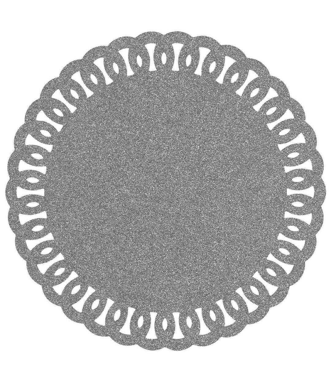 Set de Table Rond à Paillettes Guirlande 38cm Argent-1