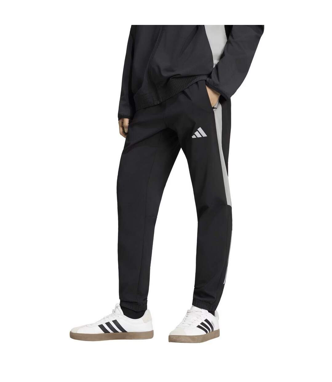 Mens Climawrm Tracksuit Bottoms Black White Adidas-4